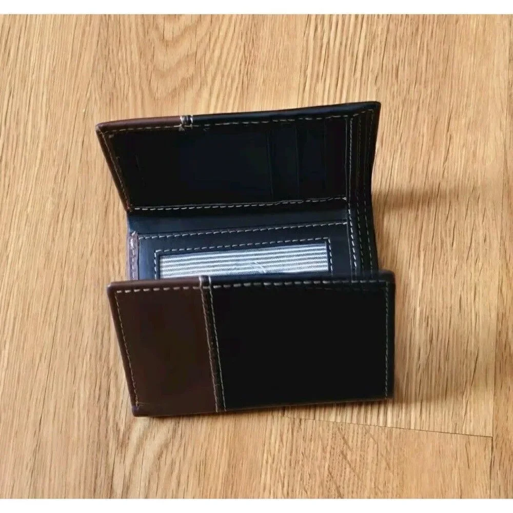 Timberland Men's Premium Two Tone Genuine Leather Commuter Tri-fold Wallet